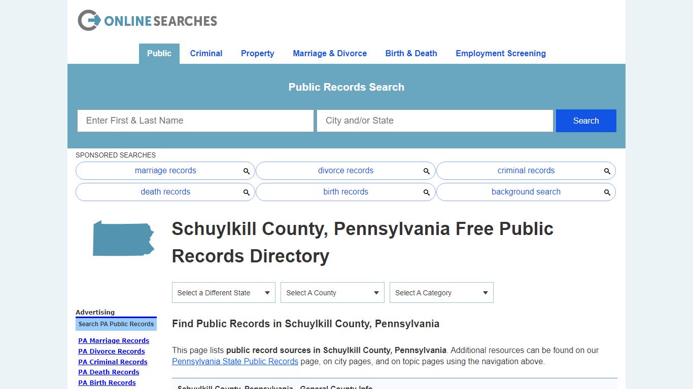 Schuylkill County, Pennsylvania Public Records Directory