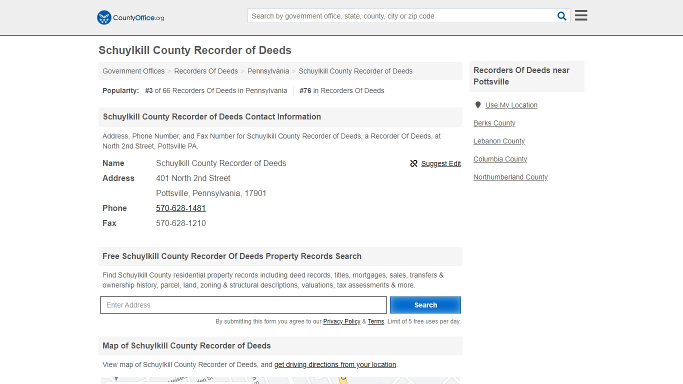 Schuylkill County Recorder of Deeds - Pottsville, PA ...